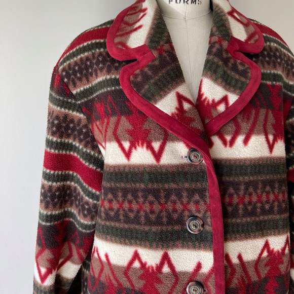 90’s southwestern fleece jacket / size 16 - Picture 5 of 10